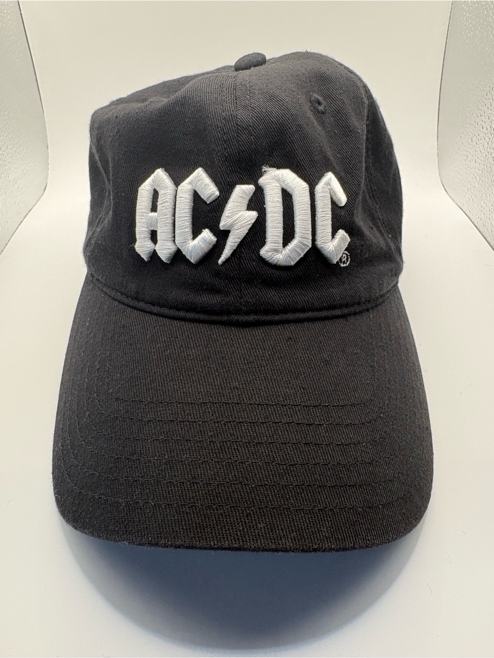 AC/DC Black White Embroidered Logo Adjustable Rock Band Dad Hat